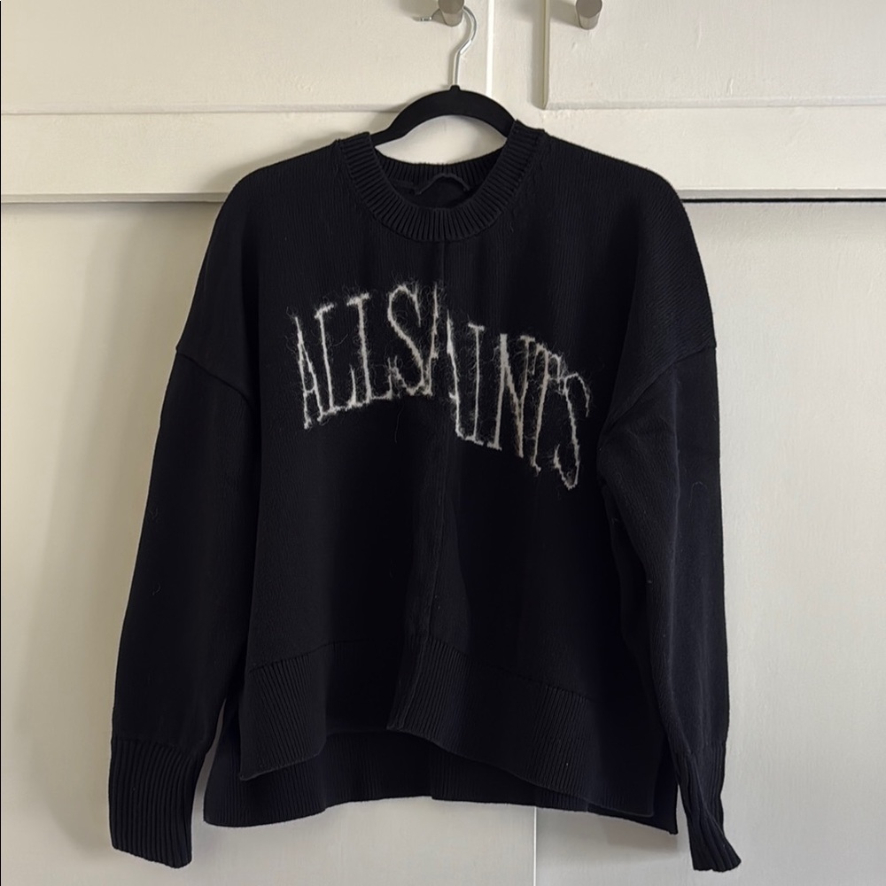 AllSaints Charcoal black Knit Pullover 100% cotton
